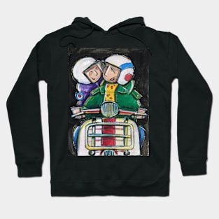 Retro Scooter, Classic Scooter, Scooterist, Scootering, Scooter Rider, Mod Art Hoodie